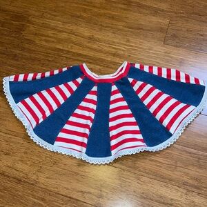 Lemon loves Lime red and white striped and denim colored a-line lace skirt